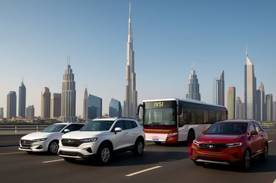 Modern road travel vehicles in Dubai